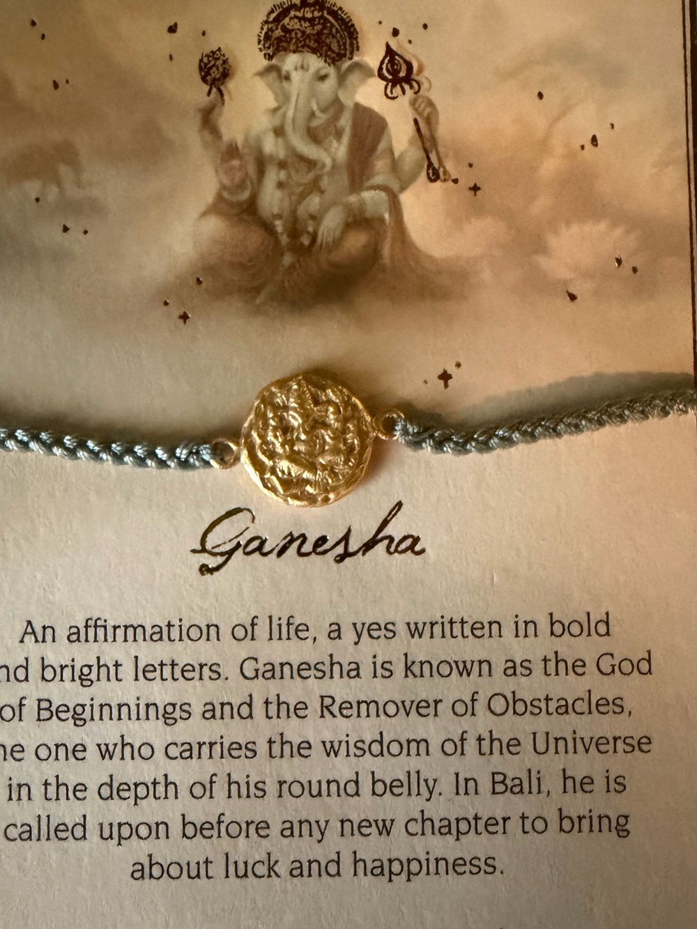 TWO Ganesha Gold Medallion Bracelet Handmade in Bali by Women Entrepreneurs